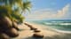 Sunset Beach Tranquility - Serene Tropical Landscape Art for Relaxing Spaces and Creative Projects 6