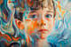 Playful Whimsical Abstract Boy Portrait - Vibrant Abstract Portrait Art for Creative and Contemporary Spaces 6