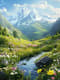 Spring Mountain Valley - Serene Mountain Landscape Art for Nature Lovers and Creative Decor 6