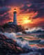 Coastal Lighthouse Scene - Serene Seascape Art for Tranquil Spaces and Creative Decor 1