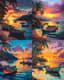 Tropical Sunset Palette - Vibrant Landscape Art for Creative and Commercial Projects 1