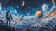 Cosmic Space Theme Mural - Vibrant Graffiti Art Mural for Urban Creatives and Wall Decor 5
