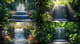 Cascading Fountain in Nature - Lush Tranquil Setting - Serene Nature Wall Art for Calm Spaces and Relaxing Ambiances 4