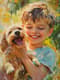 Impressionistic Portrait of a Young Boy with a Dog - Expressive Impressionistic Portrait Art for Emotional Home & Gallery Decor 1