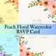 Peach Floral Watercolor RSVP Card - Elegant Business & Event Invitation Templates for Professional Communication 1