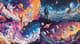 Cosmic Space Theme Mural - Vibrant Graffiti Art Mural for Urban Creatives and Wall Decor 1
