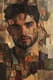 Man Collage Portrait with Earthy Fabric Scraps - Artistic Earth-Toned Portrait Collage for Creative and Personal Expression 6