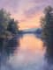 River Evening Painting - Serene Landscape Artwork for Home and Creative Spaces 5