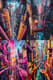 Neon Depth Holographic Metropolis Illusion - Vibrant 3D Graffiti Art for Urban Creatives and Visual Storytelling 3