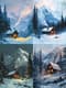 Serene Mountain Cabin Digital Art - Tranquil Landscape Painting for Creative Spaces and Relaxing Atmospheres 3