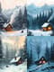 Serene Mountain Cabin Digital Art - Tranquil Landscape Painting for Creative Spaces and Relaxing Atmospheres 4