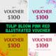 Tulip Bloom Pink Red Illustrated Voucher - Elegant Virtual Certificate Design for Professional Recognition and Celebrations 1
