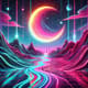Neon Moon River - Glowing Retro Loop - Cinematic Neon Animation for Creative Video Projects and Digital Content 1