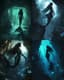 Gothic Mermaid Underwater Scene - Dark Aesthetic Gothic Digital Art for Atmospheric Creative Projects 6