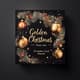 Golden Theme Christmas New Year Card - Elegant Square Holiday Invitation for Festive Celebrations and Warm Wishes 4
