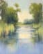 Tranquil Riverside Pastel Painting - Serene Pastel Artwork for Classic Decor and Artistic Spaces 1