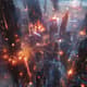 Neon Fall Skyline Under Attack Scene - Immersive Cyberpunk Concept Art for Storytelling and Visual Development 5