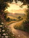 Country Lane Scene - Serene Rural Landscape Art for Tranquil Home and Office Decor 1