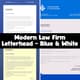 Modern Law Firm Letterhead - Blue & White - Sleek Corporate Stationery Template for Professional Legal Branding 5