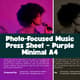 Photo-Focused Music Press Sheet - Purple Minimal A4 - Sleek Music Press Templates for Artists and PR Professionals 3