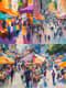 Busy Market Square Impressionist Art - Vibrant Impressionist Painting for Art Lovers and Creative Spaces 4