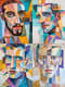 Cubist Portrait of a Man with Rich Overlapping Shapes - Expressive Cubist Portrait Art for Creative Studios and Fine Art Enthusiasts 4