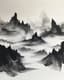 Dramatic Mountain Range Ink Art - Expressive Ink Painting for Creative Decor and Artistic Projects 1
