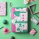 Memphis Motion Pink Green Travel Organizer - Stylish & Functional Travel Planner for Efficient Trip Management 3