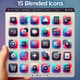 15 Blended Icons - Versatile Mixed-Style Icon Set for Designers and Creators 5