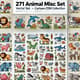 271 Animal Misc Vector Set - Cartoon Collection for Creative Wildlife Illustrations and Fun Projects 4