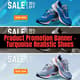 Product Promotion Banner - Turquoise Realistic Shoes - Dynamic Marketing Banner Template for Stylish Shoe Campaigns and Brand Growth 3
