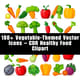 180+ Vegetable-Themed Vector Icons - CDR Healthy Food Clipart - Vibrant, Versatile Vegetable Illustrations for Designers and Brands 1