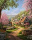 Spring Village Scene - Serene Landscape Art for Relaxing Decor and Inspirational Spaces 6