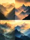 Mountain Range Sunrise - Serene Landscape Art for Calming Home and Office Decor 1