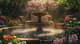 Cascading Fountain in a Peaceful Garden - Serene Nature Wall Art for Tranquil Home Decor and Relaxing Spaces 6