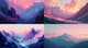 Mountain Dusk Scene - Serene Sunset Landscape Art for Creative and Commercial Use 4