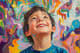 Playful Whimsical Abstract Boy Portrait - Vibrant Abstract Portrait Art for Creative and Contemporary Spaces 5