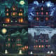 Haunted House with Ghosts Pixel Scene - Retro Pixel Art for Game Developers and Nostalgic Creators 1