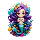 50 Sea Princess Mermaid Sticker Set - Vibrant Underwater Illustrations for Creative Projects and Personal Branding 3