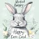 Sketch Bunny Happy Easter Card - Charming Hand-Drawn Easter Invitation for Festive Celebrations and Personal Greetings 1