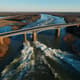Flooded Bridge Aerial View - Cinematic Nature Stock Video for Wildlife and Weather Projects 6