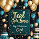 Teal Gold Boss Day Celebration Card - Elegant Leadership Appreciation Card for Professional Recognition 1