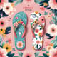 175+ Floral & Abstract Flip-Flop Design Set - Stylish Female Vector Graphics for Creative Summer Footwear Projects 4