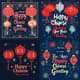 Red Blue Happy Chinese New Year Greeting - Festive Holiday Card Design for Seasonal Celebrations and Warm Wishes 5