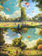 Summer Park Scene - Serene Landscape Art for Relaxing, Natural Ambiance and Creative Projects 3