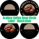 Arabica Coffee Bean Circle Label Illustration - Premium Food & Drink Packaging Template for Brands and Creators 6