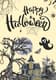 Gray Illustrative Happy Halloween Card - Artistic Spooky Greeting for Seasonal Celebrations and Personal Use 3