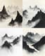 Dramatic Mountain Range Ink Art - Expressive Ink Painting for Creative Decor and Artistic Projects 5