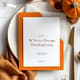 White Orange Elegant Thanksgiving Dinner Invitation - Stylish Seasonal Invite for Memorable Holiday Gatherings 1