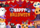 Colorful Illustrated Happy Halloween Greeting Card - Vibrant Festive Invitation for Seasonal Celebrations and Personal Use 5